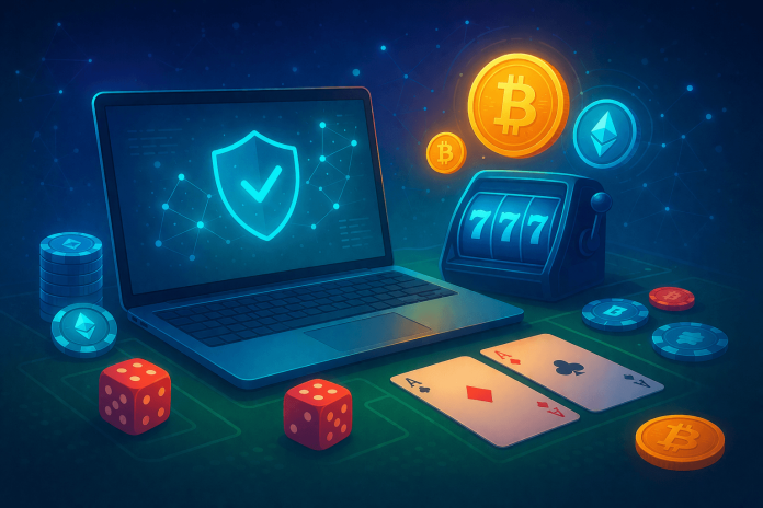 Winna crypto casino interface showing provably fair gaming and blockchain transparency