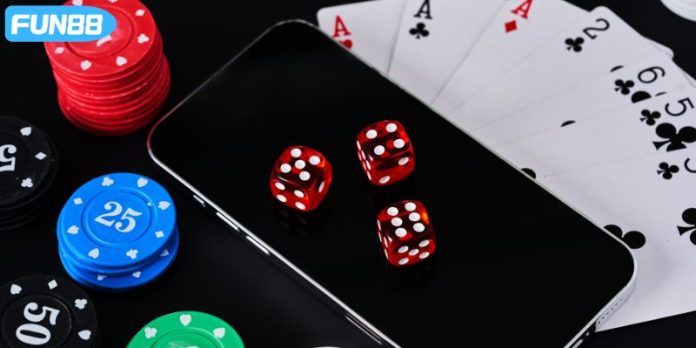 Fun88 online casino homepage interface with live games and betting options