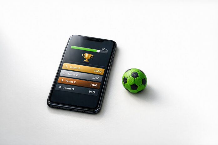Gamification features in sports betting showing leaderboards and rewards system