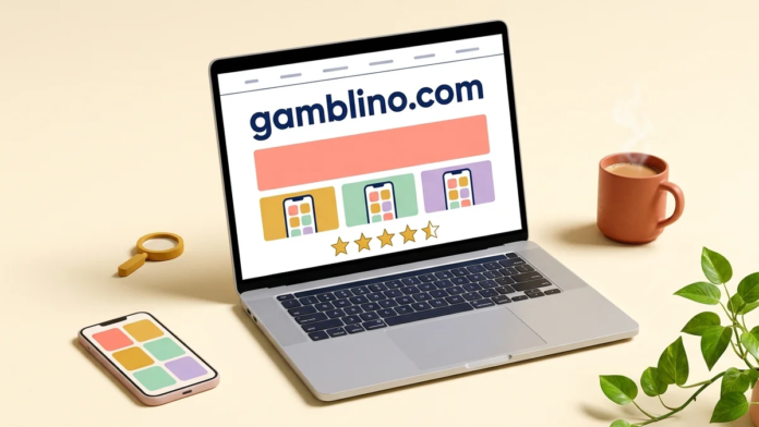 Gamblino casino review website displayed on a laptop for Indian online casino players