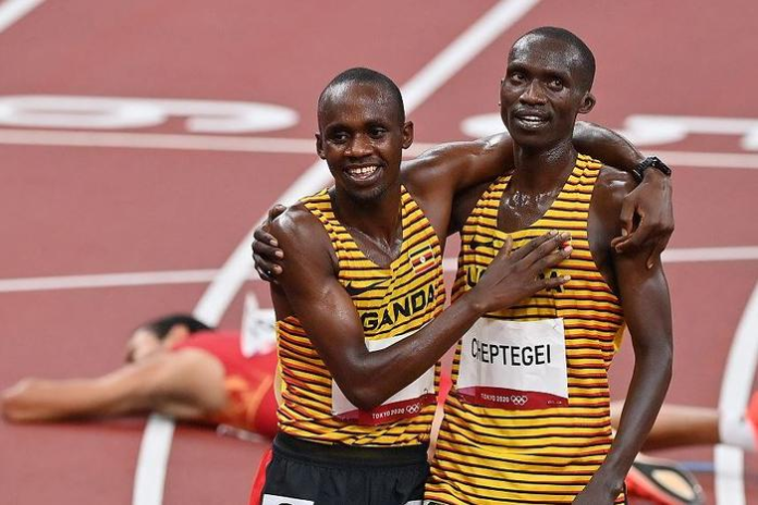 Famous Ugandan athletes including runners, football stars, and Olympic champions representing Uganda in international sports