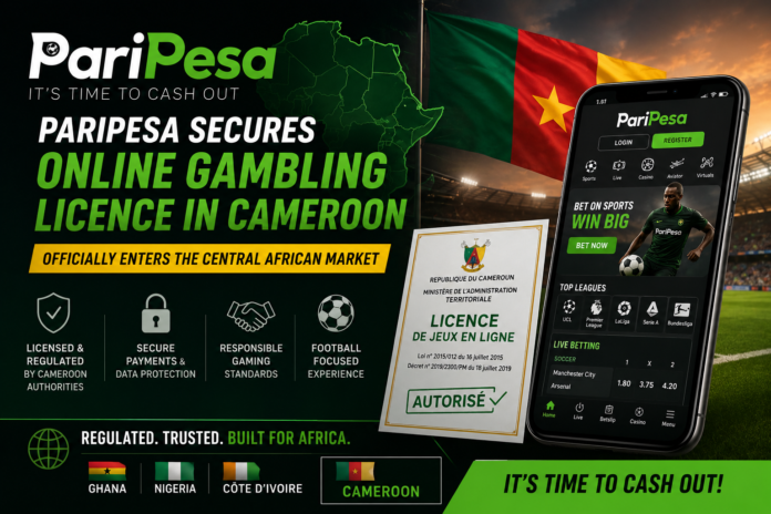 PariPesa announces its Cameroon gambling licence as part of its expansion into the Central African betting market.