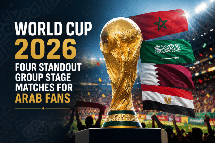 World Cup 2026 group stage matches featuring Morocco Egypt Saudi Arabia and Iraq against top football nations