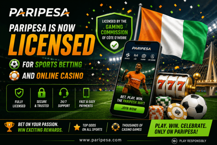 PariPesa officially launches licensed online sports betting and casino services in Ivory Coast under a national gaming license.