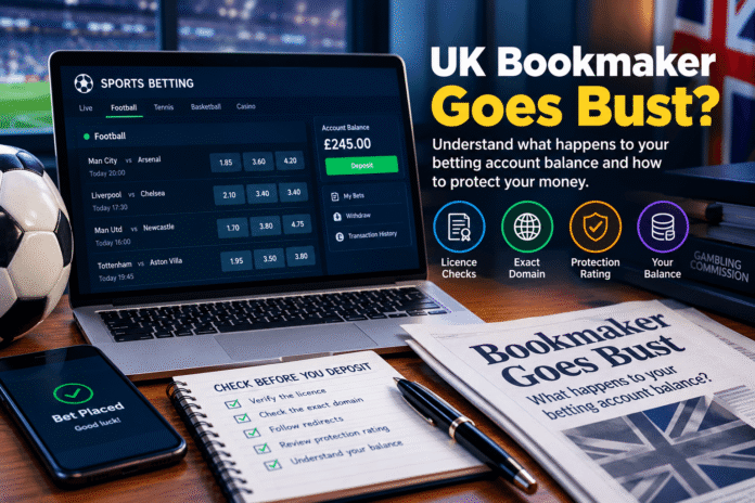 Betting account balance on a laptop beside financial documents